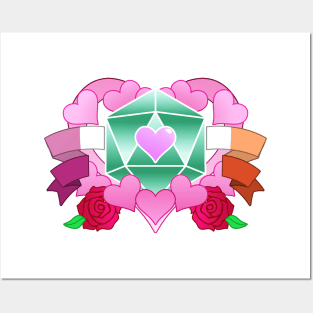 DiceHeart - Lesbian Banner, Green Dice Posters and Art